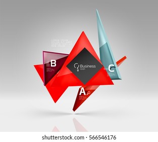Geometric glass triangles abstract background. Vector template background for workflow layout, diagram, number options or web design