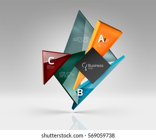 Geometric glass triangles abstract background. Vector template background for workflow layout, diagram, number options or web design