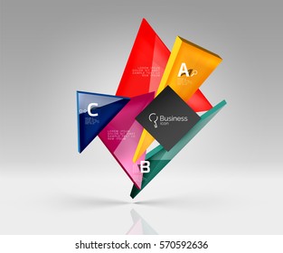 Geometric glass triangles abstract background. Vector template background for workflow layout, diagram, number options or web design