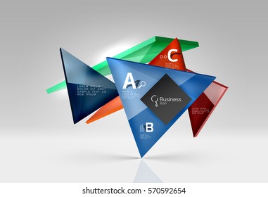 El vidrio geométrico triangula el fondo abstracto. Fondo de plantilla de vector para diseño de flujo de trabajo, diagrama, opciones de número o diseño web