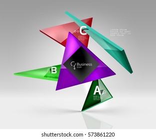 Geometric glass triangles abstract background. Vector template background for workflow layout, diagram, number options or web design