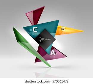 Geometric glass triangles abstract background. Vector template background for workflow layout, diagram, number options or web design