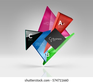 Fundo abstrato dos triângulos de vidro geométrico. Plano de fundo de modelo de vetor para layout de fluxo de trabalho, diagrama, opções de número ou design da Web