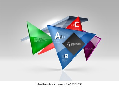 Geometric glass triangles abstract background. Vector template background for workflow layout, diagram, number options or web design