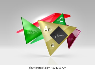 Geometric glass triangles abstract background. Vector template background for workflow layout, diagram, number options or web design