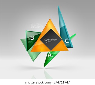 El vidrio geométrico triangula el fondo abstracto. Fondo de plantilla de vector para diseño de flujo de trabajo, diagrama, opciones de número o diseño web