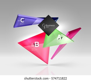 Geometric glass triangles abstract background. Vector template background for workflow layout, diagram, number options or web design