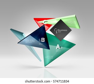Geometric glass triangles abstract background. Vector template background for workflow layout, diagram, number options or web design
