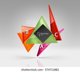 Geometric glass triangles abstract background. Vector template background for workflow layout, diagram, number options or web design