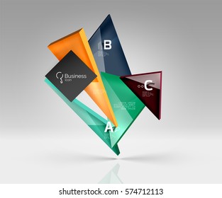 Geometric glass triangles abstract background. Vector template background for workflow layout, diagram, number options or web design