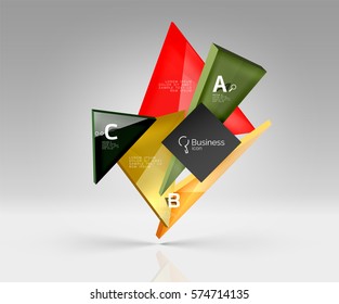 Geometric glass triangles abstract background. Vector template background for workflow layout, diagram, number options or web design