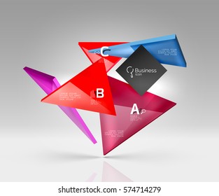 Geometric glass triangles abstract background. Vector template background for workflow layout, diagram, number options or web design