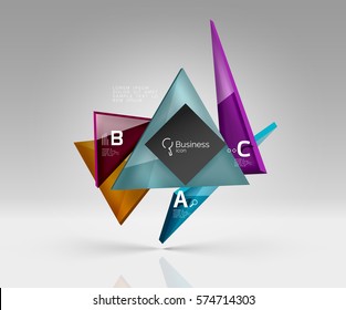 Geometric glass triangles abstract background. Vector template background for workflow layout, diagram, number options or web design