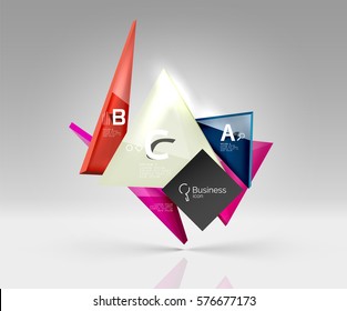 Geometric glass triangles abstract background. Vector template background for workflow layout, diagram, number options or web design