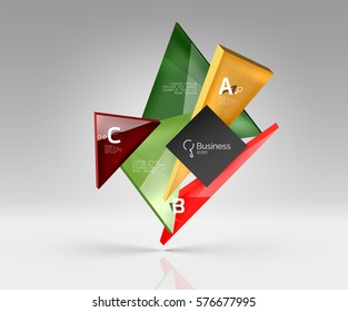 Geometric glass triangles abstract background. Vector template background for workflow layout, diagram, number options or web design