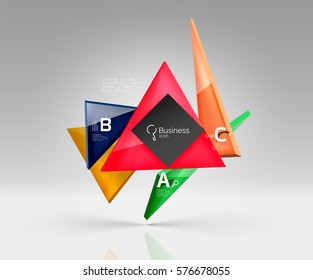 El vidrio geométrico triangula el fondo abstracto. Fondo de plantilla de vector para diseño de flujo de trabajo, diagrama, opciones de número o diseño web