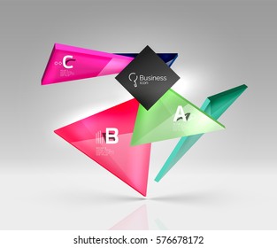 Geometric glass triangles abstract background. Vector template background for workflow layout, diagram, number options or web design