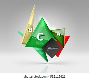 Geometric glass triangles abstract background. Vector template background for workflow layout, diagram, number options or web design