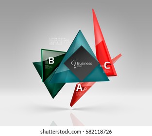 Geometric glass triangles abstract background. Vector template background for workflow layout, diagram, number options or web design