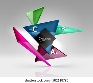 Geometric glass triangles abstract background. Vector template background for workflow layout, diagram, number options or web design