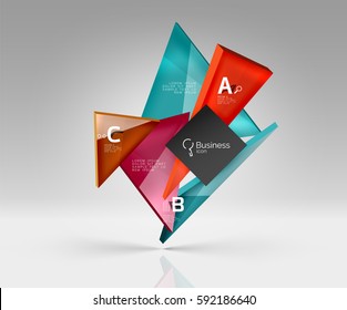 Geometric glass triangles abstract background. Vector template background for workflow layout, diagram, number options or web design