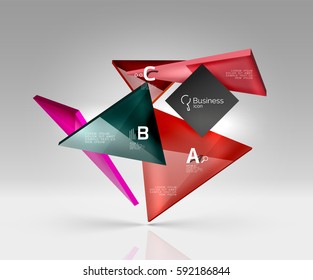 Geometric glass triangles abstract background. Vector template background for workflow layout, diagram, number options or web design