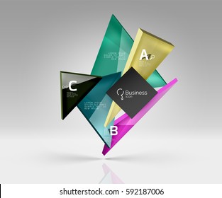 Geometric glass triangles abstract background. Vector template background for workflow layout, diagram, number options or web design