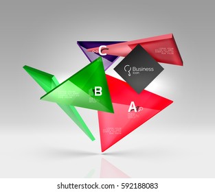 El vidrio geométrico triangula el fondo abstracto. Fondo de plantilla de vector para diseño de flujo de trabajo, diagrama, opciones de número o diseño web