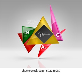 Geometric glass triangles abstract background. Vector template background for workflow layout, diagram, number options or web design