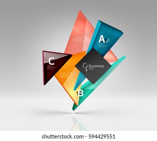 El vidrio geométrico triangula el fondo abstracto. Fondo de plantilla de vector para diseño de flujo de trabajo, diagrama, opciones de número o diseño web