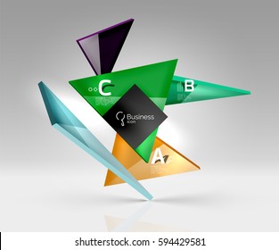 Geometric glass triangles abstract background. Vector template background for workflow layout, diagram, number options or web design