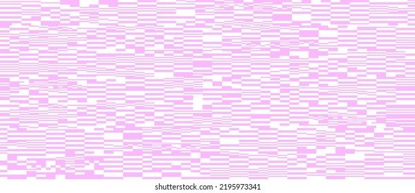 Geometric glitch screen in pink. Vector seamless pattern.