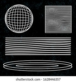 geometric globe circle line distorted acid poster neo memphis virtual reality