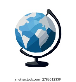 Geometric globe in low poly style. Minimalist world vector illustration for education, geography and international business design