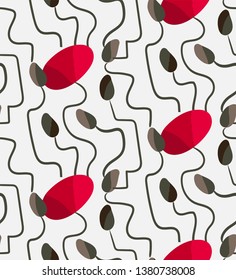 geometric glower poppies seamless pattern vector floral design primitive scandinavian