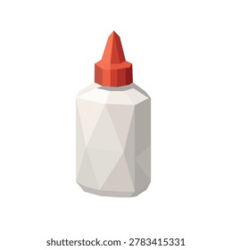 Geometric glue bottle in low poly style. Minimalist stationery vector for school crafts, office and education design