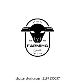 geometric goat head farm badge vintage logo