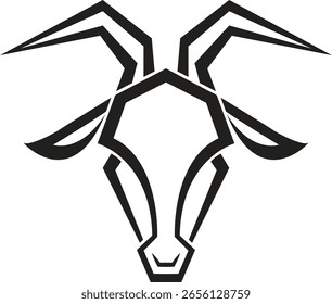 Logotipo Cabeça de Cabra Geométrica - Ilustração de Arte de Linha de Vetor