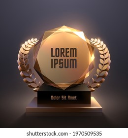 Geometric gold award with laurel wreath