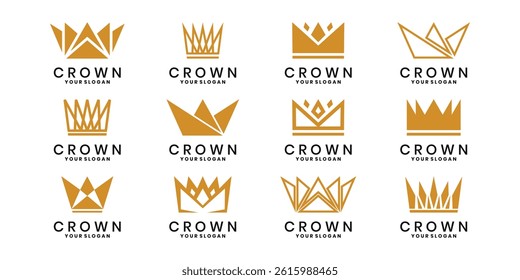 Geometric gold crown logo collection