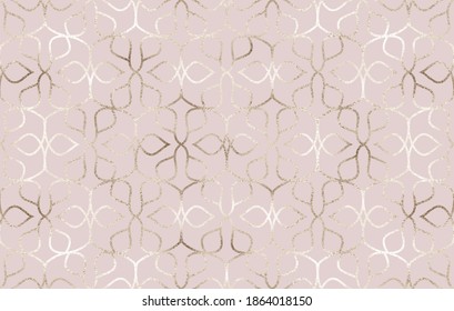 Geometric gold decoration shapes seamless pattern.