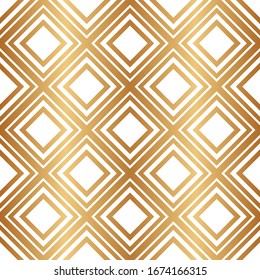 Geometric gold design. Stylish abstract background. Golden geometric seamless pattern. Repeating texture with squares. Tiles squares for fabric, wallpaper, wrapping paper, interior, prints. Vector