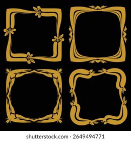 Geometric Gold Floral Frames Premium Decorative Set Packs Structured Premium