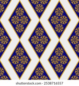 Modelo inconsútil floral oro geométrico en forma de diamante diseñado para la tela, la impresión, la ropa, el papel, el azulejo, el Fondo de pantalla, el telón de fondo, la decoración interior.