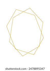 Geometric gold frame isolated on white background. Luxury  border for wedding invitation. Vector illustration