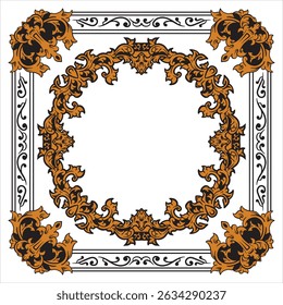 Geometric Gold Frame with Luxury Ornamental Design