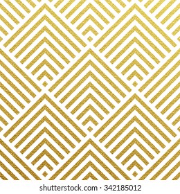 Geometric gold glittering seamless pattern on white background. 