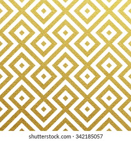 Geometric gold glittering seamless pattern on white background. 