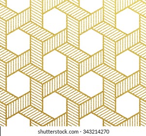 Patrón de oro geométrico brillando sin soldadura sobre fondo blanco.