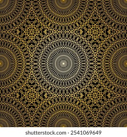 Padrão geométrico sem costura de renda de ouro. Fundo de vetor de retículo de azulejo árabe.